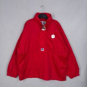 Vintage Clemson Tigers Windbreaker Jacket Mens XL Red Russell Water Repellent